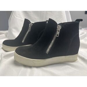 Steve Madden Women's Size 7 M Wedgie Zip Ankle Boots Black Suede Bootie